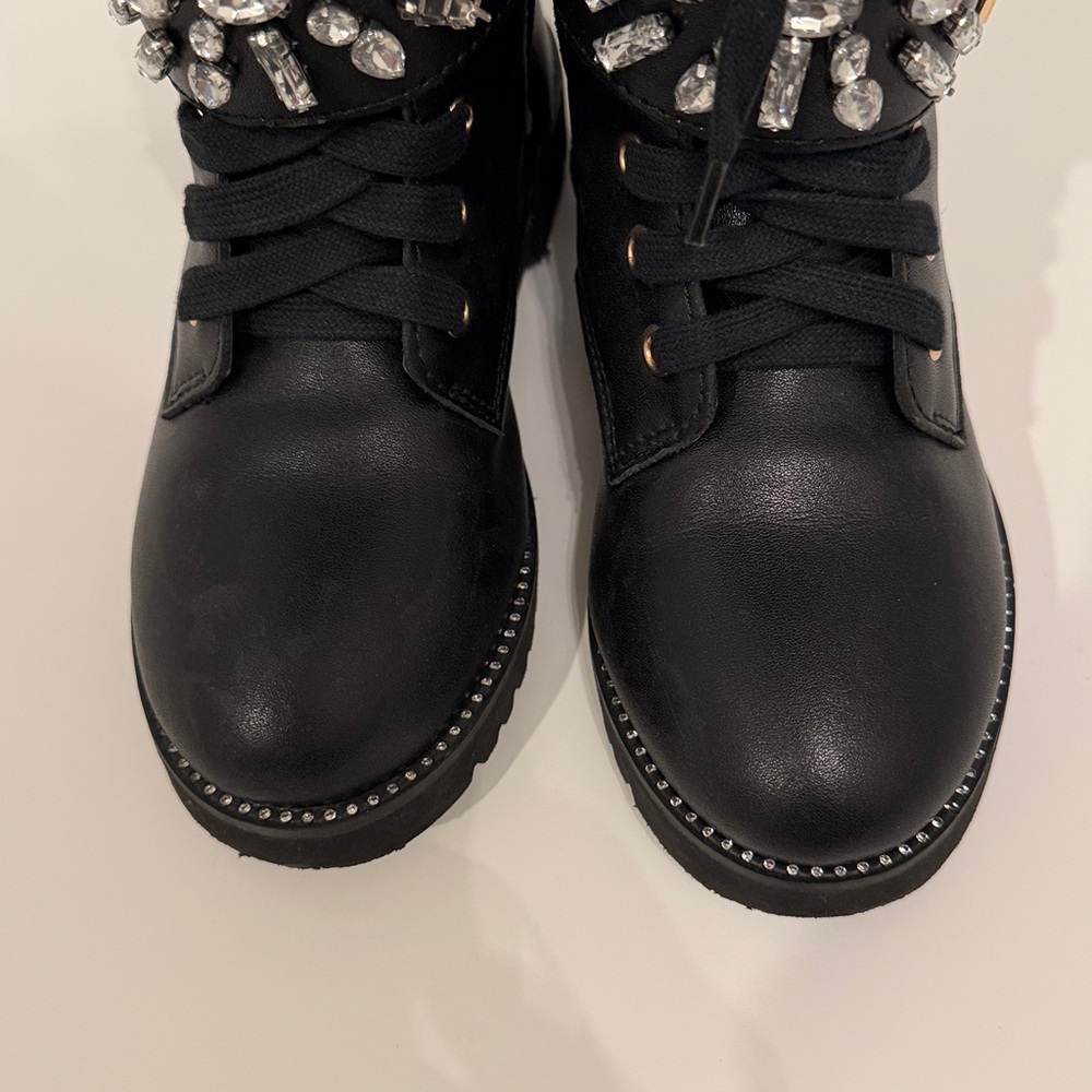 Kurt Geiger Black & Blingy Moto Boots| 12M Girls - Picture 3 of 9